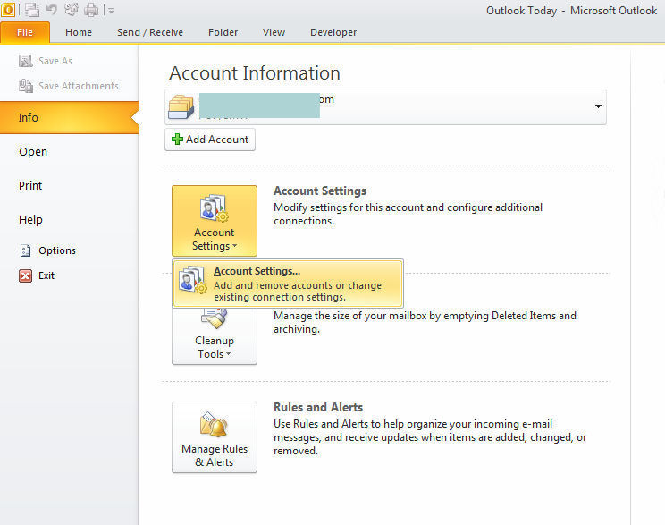 Email Set Up Office 2010